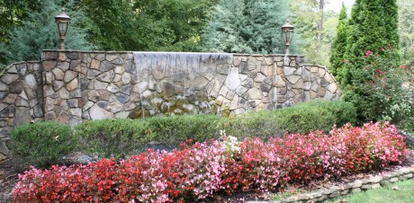 Stone wall with water feature
